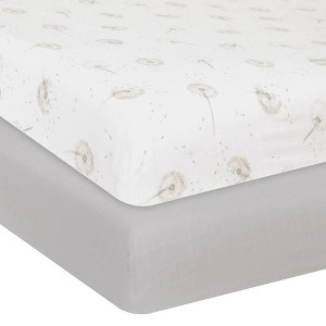 Living Textiles Baby Organic Muslin Crib Fitted Sheet - Dandelion - 2pk - 1 of 4