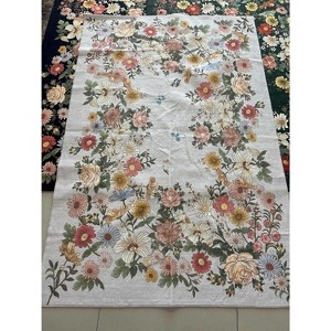 Washable Rug Vintage Floral Rug with Non Slip TPR Backing, Soft Non Shedding Foldable Floor Covering for Living Room Bedroom - 1 of 2