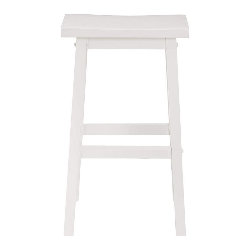 PJ Wood Classic Saddle Seat 29'' Kitchen Bar Counter Stool with Backless Seat & 4 Square Legs, for Homes, Dining Spaces, and Bars, White (8 Pack), 3 of 7