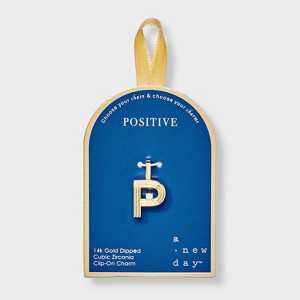14K Gold Dipped Cubic Zirconia Ribbed Letter Charm - A New Day™ Gold - 1 of 2