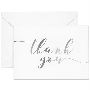 Sustainable Greetings 120 Pack Thank You Cards Bulk with Envelopes, Silver for Wedding, Bridal, Baby Shower, Graduation, Business - 1 of 4