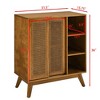 Mid-Century Rattan Sideboard Cabinet with Adjustable Shelf, Wood Legs & Rattan Doors for Living Room, Kitchen, or Bedroom - 4 of 4
