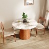 43" Modern Round Pedestal Dining Table with Faux Marble Top & Walnut Solid Wood Base, Small Kitchen Table for 2-4 People–The Pop Home - 2 of 4