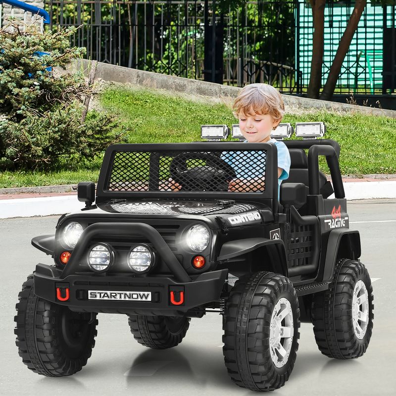Costway 12V Kids Ride On Truck Remote Control Electric Car with Lights&Music White\Black\Pink\Red, 2 of 11
