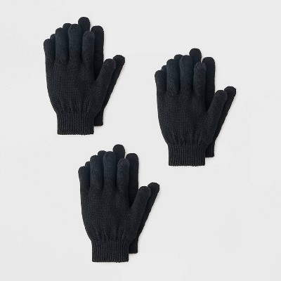 Kids\' 3pk Knit Jack™ One Gloves & Black - Size Cat Target Fits All 