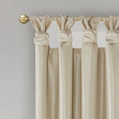 Champagne Faux Silk Blackout Tab Top Window Panel