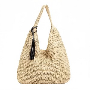 Alilang Crochet Shoulder Bag with Tassel Accent Soft Knit Hobo