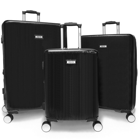 World Traveler Dejuno Monarch 3 Piece Lightweight Hardside Polycarbonate Expandable Spinner Luggage Set with TSA Lock Black