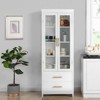 FURNIinspire Bathroom Storage Cabinets Home Storage Bathroom Cabinet Organizer, Storage Lockers, Glass Doors, Drawers, White, 15.7"*23.6"*63" - 4 of 4
