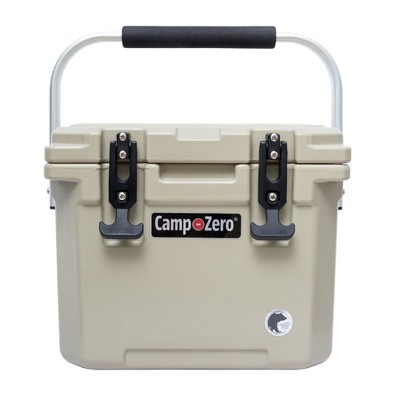 CAMP-ZERO Quart Lidded Cooler with  Molded In Cup Holders, Folding Aluminum Handle Grip, and Locking System