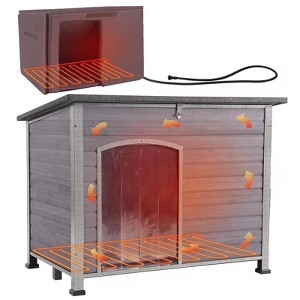 Aivituvin 43.3"L Heated Outdoor Dog House| Heating Pad| Metal Frame-AIR75/76-M-IN-HP - 1 of 4