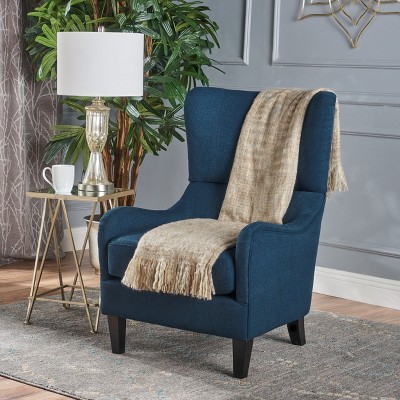 38.75"H High-Back Accent Chair, Wooden Upholstered Arm Chair 4S - ModernLuxe