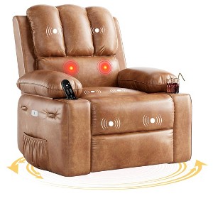 Recliner Chair with Heat and Massage - 360° Swivel&Faux Leather Rocking Chair with Cup Holder for Living Rooms, Bedrooms - 1 of 4
