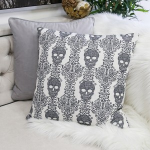 TopComfy Support Pillow Gothic Damask Skull Throw Pillow for Gothic and Halloween Decor, Gray, 17"*17"*10" - 1 of 4