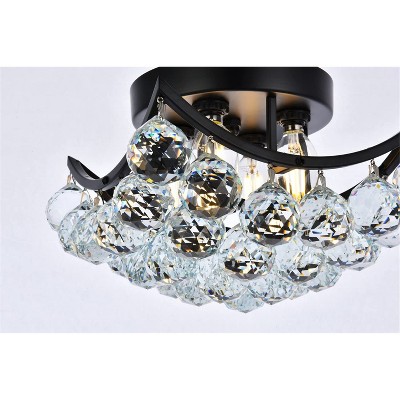 Corona Black and Clear Crystal Flush Mount Light