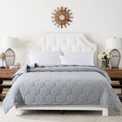 Full/Queen Honeycomb with Piping Down Alternative Duvet Insert Gray/White - St. James Home