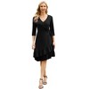 Women's Wrap Dress 3/4 Sleeve Midi Dresses for Women Sexy V Neck Ruffle Party A-Line Floral Flowy with Belt - 4 of 4