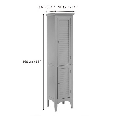 Gray Tall Wooden Cabinet with Adjustable Shelving