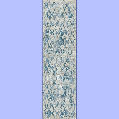 Quartz 27039 Ivory/Blue 2.2X7.7 Runner