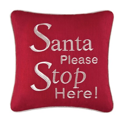 C&F Home Santa Stop Here Embroidered Pillow