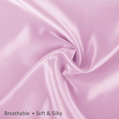 Standard Pink Satin Polyester Pillowcase Set with Zipper