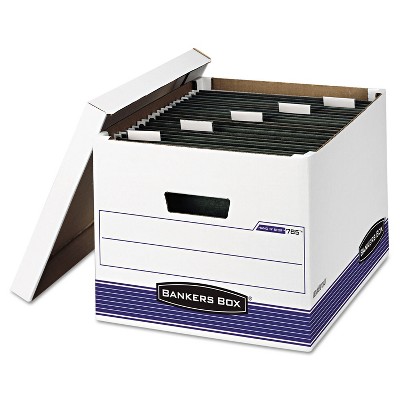 Bankers Box HANG'N'STOR Storage Box Legal/Letter Lift-off Lid White/Blue 4/Carton 00785