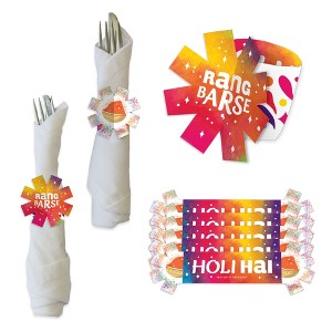 Big Dot of Happiness Holi Hai - Festival of Colors Party Paper Napkin Holder - Napkin Rings - Set of 24 - 1 of 4