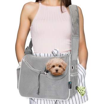 PetAmi Small Dog Sling Carrier, Soft Crossbody Puppy Carrying Purse, Adjustable Breathable Travel Pet Cat Pouch to Wear for Traveling