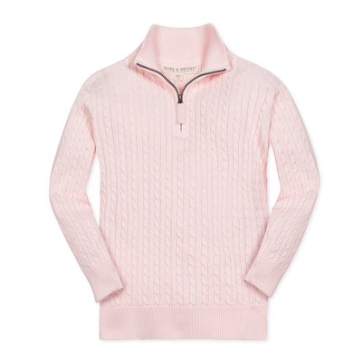 Hope & Henry Boys'  Long Sleeve Half Zip Cable Pullover Sweater, Kids