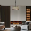 LNC Hemaaolay 4-Light 15.5" Modern Drum Small Chandelier, Black with White Art Glass - 4 of 4