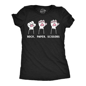 Womens Funny T Shirts Rock Paper Scissors Cat Paws Sarcastic Graphic Novelty Tee for Ladies - Crazy Dog Women's T Shirt For Cat Lovers - 1 of 4