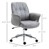 Vynxaria Microfiber Home Office Chair, Height Adjustable Button Tufted Computer Desk Chair with Swivel Wheels,Light Gray - 4 of 4
