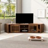 Gulches Walnut Mid-Century Modern Pet Friendly TV Stand with Extendable Table - 2 of 4