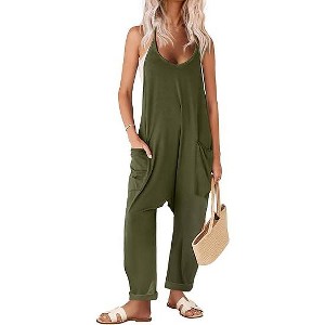 Ekouaer Womens Sleeveless Jumpsuit Loose Spaghetti Strap Baggy Overalls Jumpers Casual Long Pants Rompers with Pockets 2025 - 1 of 4