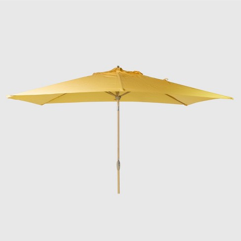 9 68 X 6 4 Rectangular Patio Umbrella Yellow Light Wood Pole Threshold Target