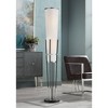 Possini Euro Design Flute Modern Torchiere Floor Lamp 64" Tall Satin Black Brushed Nickel White Linen Shade for Living Room Bedroom Office House Home - 2 of 4
