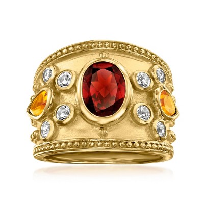Ross-Simons 2.20 Carat Garnet and .70 ct. t.w. Citrine Ring With .60 ct. t.w. White Topaz in 18kt Gold Over Sterling