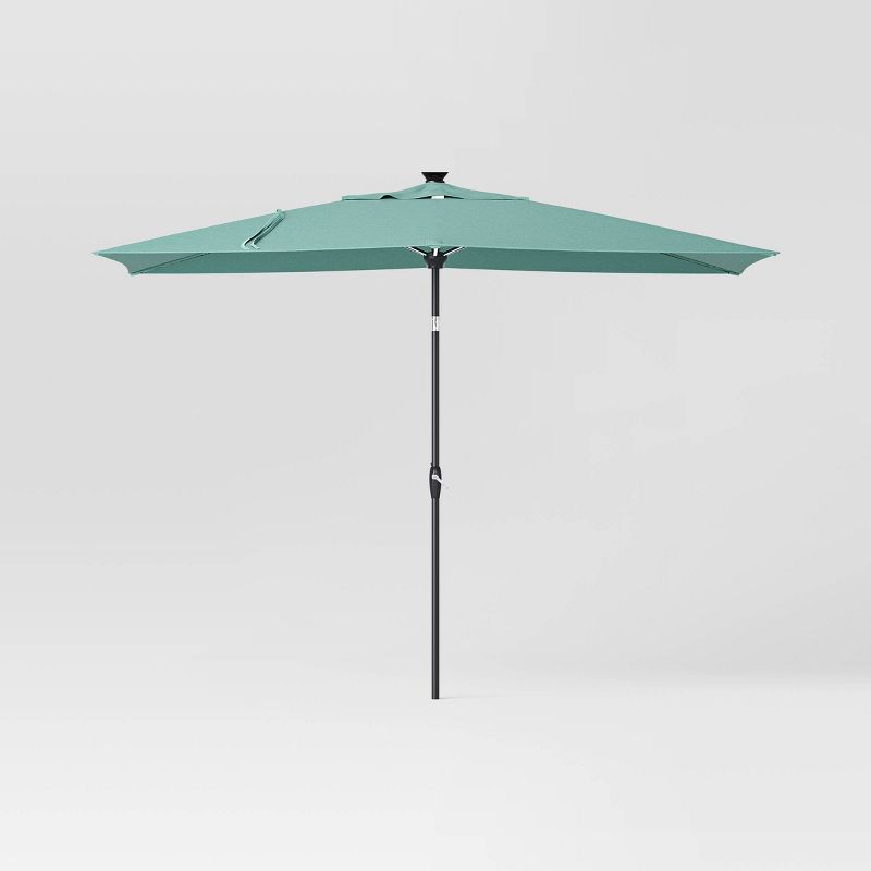 6'x10' Rectangular Solar Outdoor Patio Market Umbrella with Black Pole - Threshold™, 1 of 8