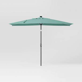 6'x10' Rectangular Solar Outdoor Patio Market Umbrella with Black Pole - Threshold™
