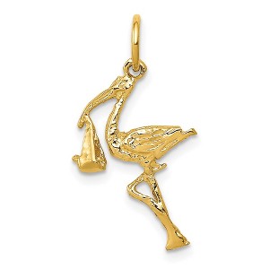 Black Bow Jewelry 14k Yellow Gold 3D Stork Charm or Pendant, 13 x 23mm - 1 of 4