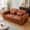 ATJafurn Mid Century Modern Sectional Leather Couch,  Orange Genuine Leather Sofa with Metal Legs 2 Pillows Deep Seat for Living Room - 3 of 4