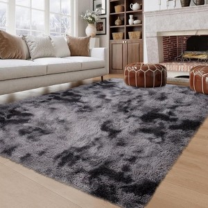 Acekool Ultra Soft Shaggy Rug, Non-Slip Plush Indoor Carpet, Tie-Dye & Solid Colors for Living Room, Bedroom – Multiple Sizes - 1 of 4