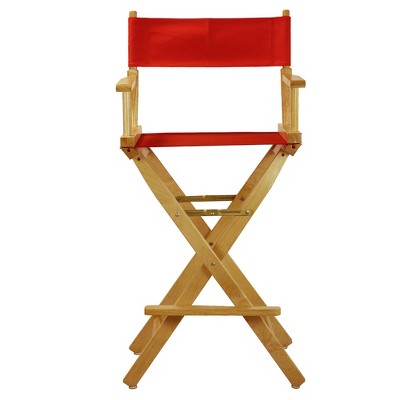 Bar-Height Director's Chair - Natural Frame, Red Canvas