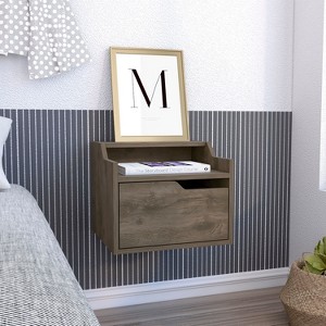 NicBex Modern Floating Nightstand with Drawer,Side Table with Open Shelves for Bedroom,Living Room - 1 of 4