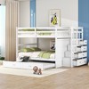 NicBex Full Over Full/Twin Over Twin Bunk Bed with Trundle and Staircase Loft Bed with Guardrails and Storage Drawers for Bedroom,White/Black/Gray - 2 of 4