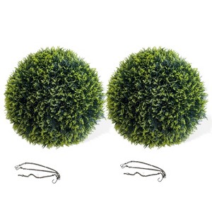 Jojoka 2PCS Artificial Topiary Balls with Chains, Faux Hanging Topiary Ball Plants for Indoor Outdoor Garden Wedding Decor - 1 of 4