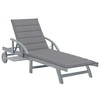 vidaXL Patio Lounge Chair Outdoor Sunbed Folding Sunlounger Solid Acacia Wood - Gray - 2 of 4