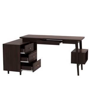 FUFU&GAGA Adjustable L-Shaped Home Office Desk with Large Storage Drawers - 1 of 4