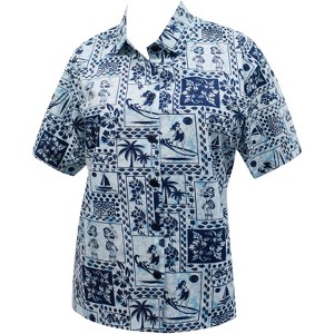 LA LEELA Women's Button Down Blouses Hawaii Shirt Collared Short Sleeve Beach Party Hawaiian Vacation Button Up Beach Party Summer Shirts - 1 of 3