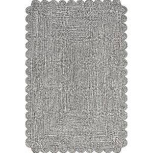 Nuloom Idina Solid 4x6 Indoor/Outdoor Area Rug for Living Room Patio Deck Front Porch Kitchen, Black and Grey - 1 of 4